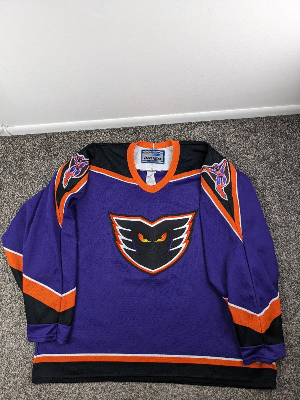 Vintage AHL Philadelphia Phantoms Bauer Hockey Jersey Purple Mens 2XL